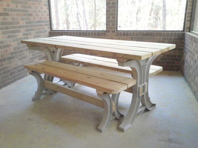 2x4basics picnic table
        with benches tucked underneath